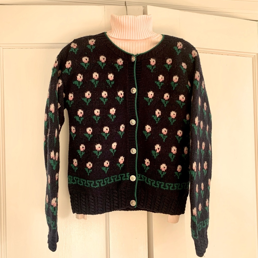 One of a Kind cardigan wool sweater designed by Shirley Duffy